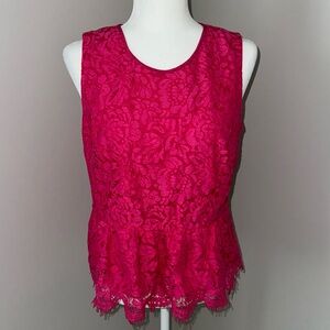 J Crew Pink Lace Peplum Top Tank 10
